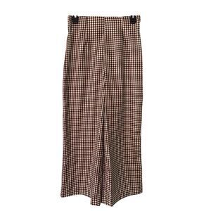 DR2 (Daniel Rainn) Women Small Brown Plaid HighRise Wide-Leg Cropped Dress Pants